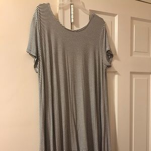 Black and white shirt sleeve strip dress